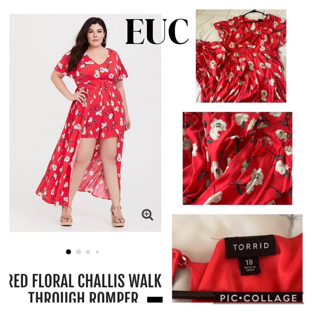 Floral Challis Walk Though High Low Romper -Torrid